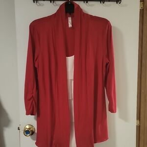 PerSeption Concept Red Open-Front Cardigan Sweater